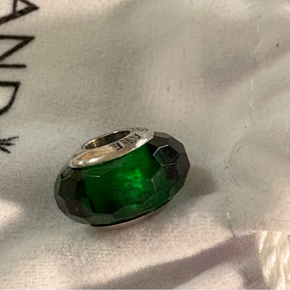 Pandora Deep Green Faceted Murano Glass Charm
